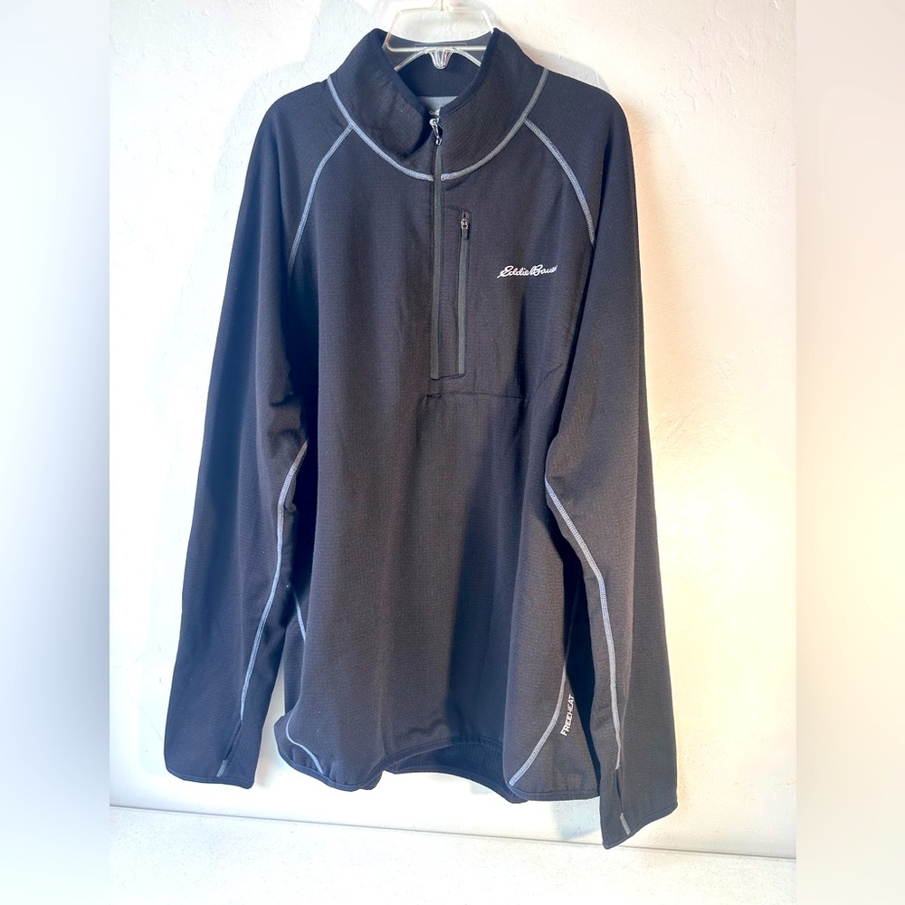 Eddie Bauer 1/2 Zip Black  XL Zippered Pocket 100% Polyester